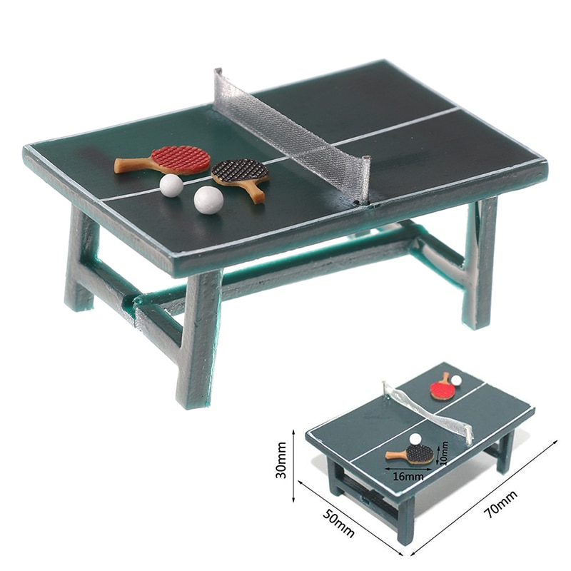 1/12 Poppenhuis Pingpong Bal Mini Ping Pong Tafel Met Ballen Rackets Poppenhuis Decoratie