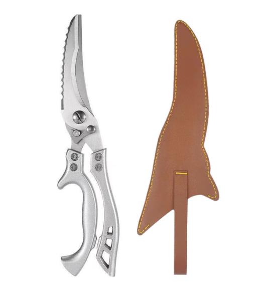 Keuken Schaar Kip Bone Keuken Scharen, Eend Vis Cutter 4Cr Roestvrij Staal Vis Schaar Schaal Schoon Kok Schaar Mes: JD99 and Brown Case