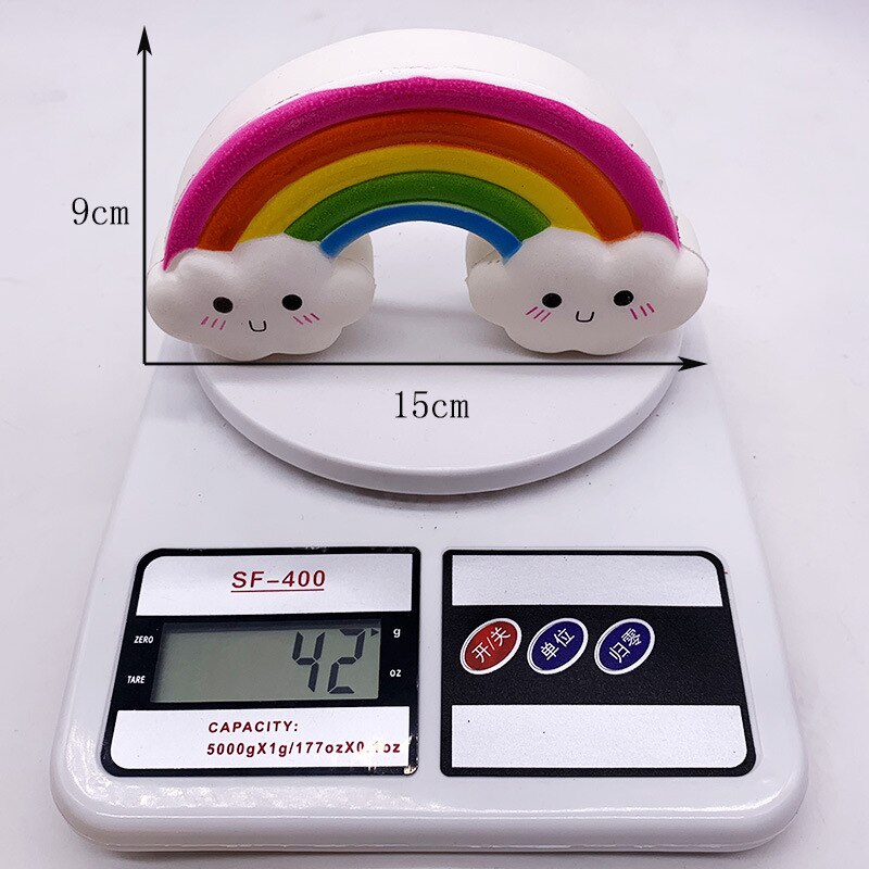 Jumbo Kawaii Smiley Rainbow Squishy Slow Rising Simulation Bread Cake Squishies Soft Scented Stress Relief Squeeze Toys For Kids