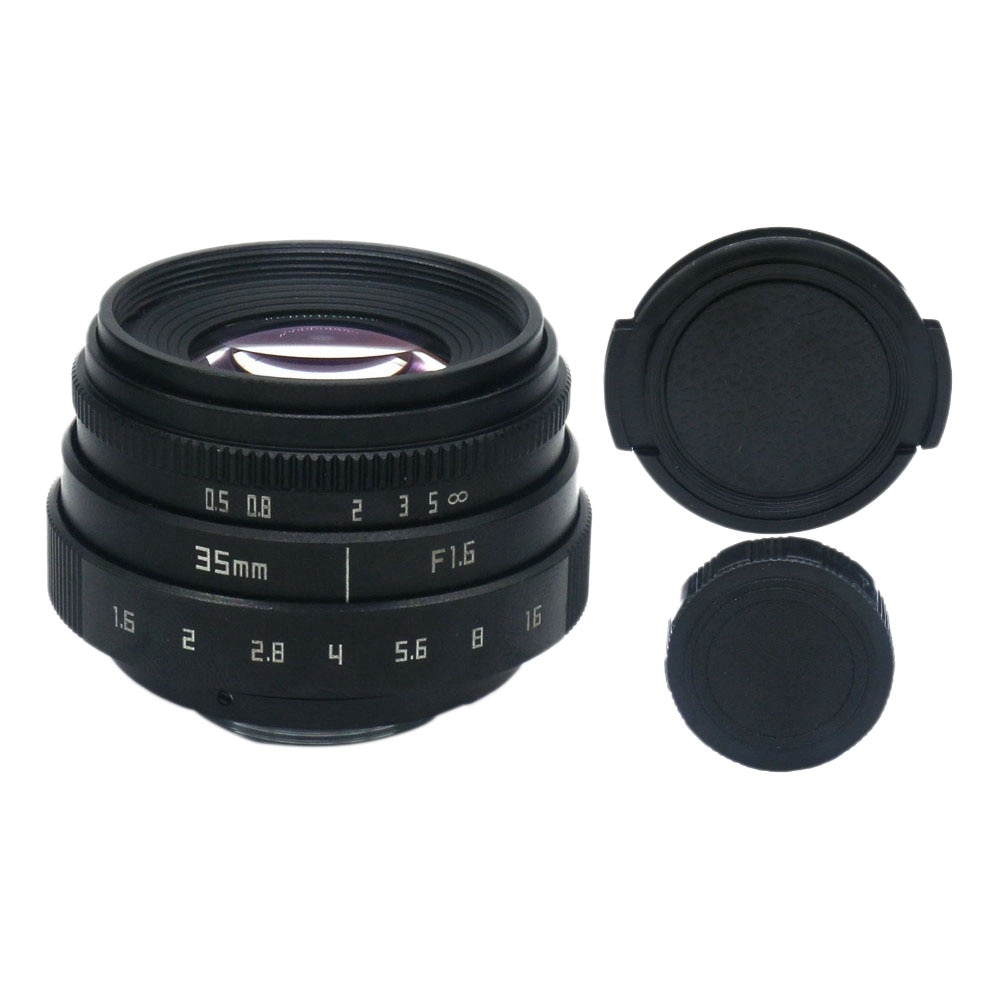 35mm F1.6 C monture objectif de caméra avec anneau adaptateur pour PanasOnic Olympus stylo E-P6 / E-PL7 / E-PL6 / E-PL5 Etc.