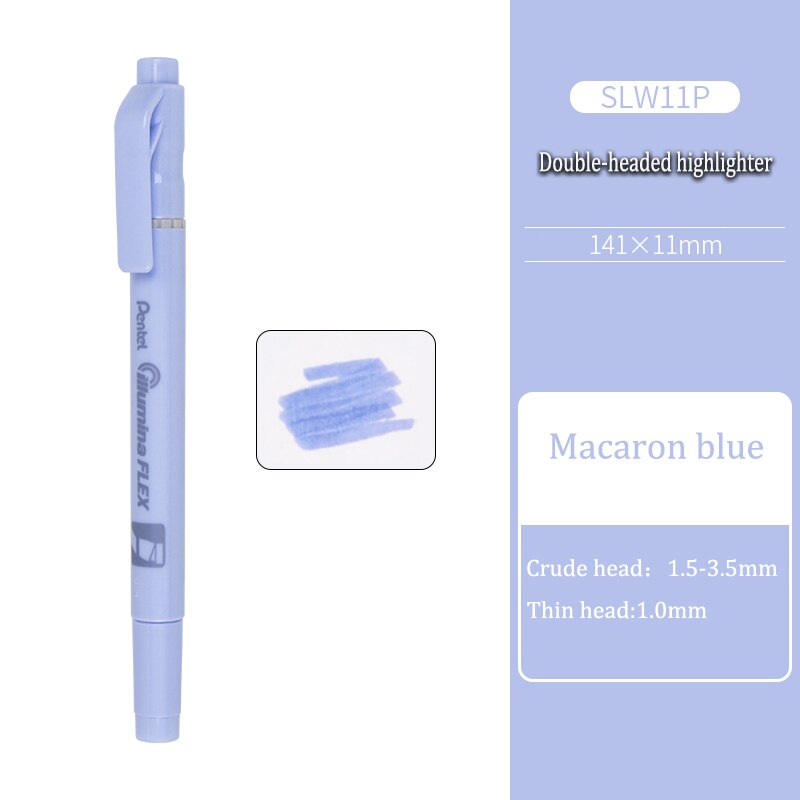 Resaltador de línea recta de doble cabeza SLW11, color rosa macaron, texto de alto brillo, annotati, 8 Uds.: Macaron blue