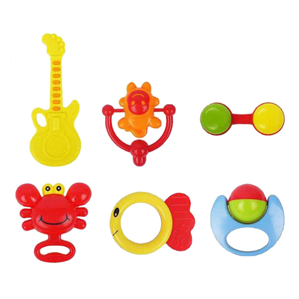 6pcs/set Baby Hand Toys Early Educational Rattles Cartoon Bell Baby Chew Toy Lightweight Parts Little Child Accessories: A