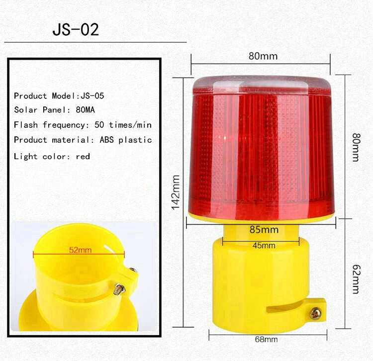 100 mah solenergi opbevaring førte lys trafik advarselslys bygning vedligeholdelse væg lys udendørs vejspærring signal flash: Js -02