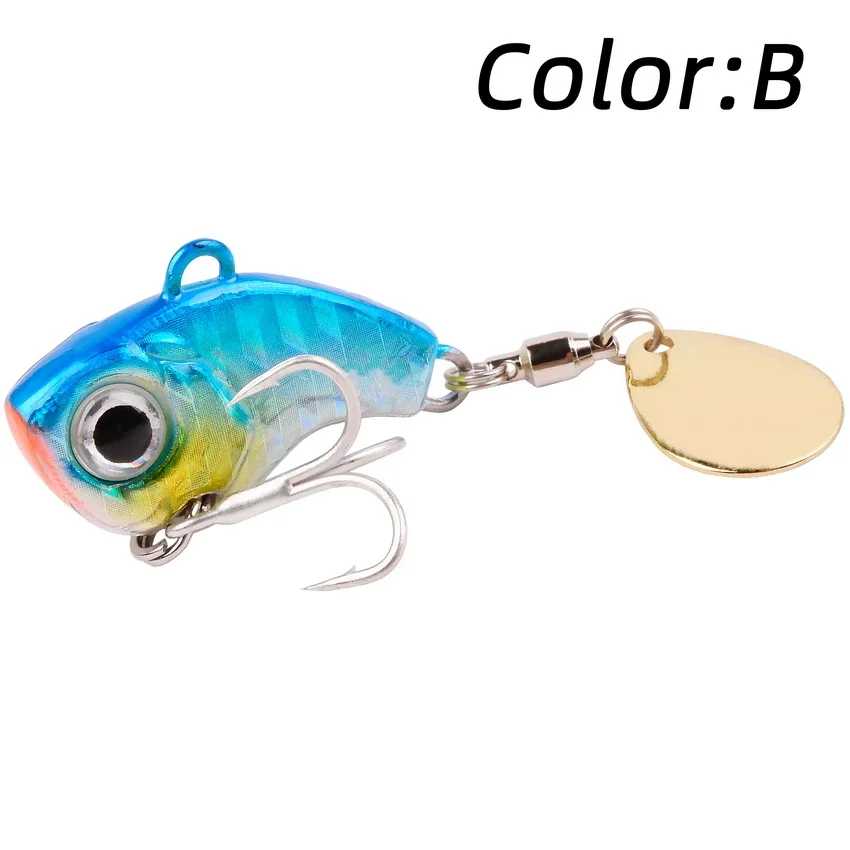 1 Uds. Cebo giratorio de Metal VIB con vibración, cuchara giratoria, Señuelos de Pesca de 5g -20g, plantillas para trucha, Pesca de invierno, cebos duros, aparejos de Pesca: 55 mm / YELLOW