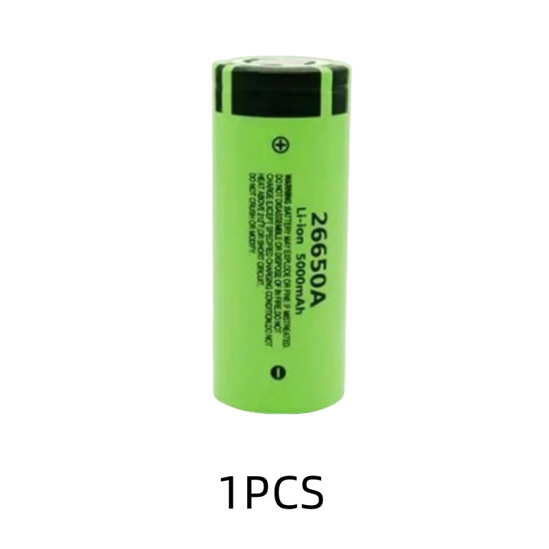 Original hochwertiger 26650-Akku 5000 mAh 3,7 V 50 A Lithium-Ionen-Akku für 26650 A LED-Taschenlampe + Ladegerät: Lila