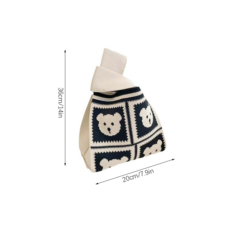 Mini bolso de muñeca con nudo para mujer, bolsos de mano de punto hechos a mano, bolso de mano informal coreano, bolsos de compras reutilizables