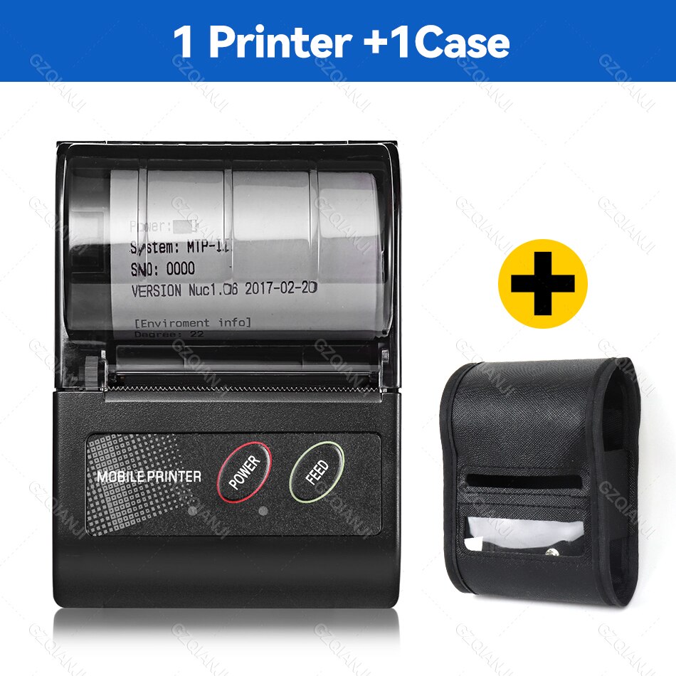Android phone Mini 58mm Printer 2 inch USB Bluetooth Printer Thermal receipt Free app: Add 1Case / EU plug 