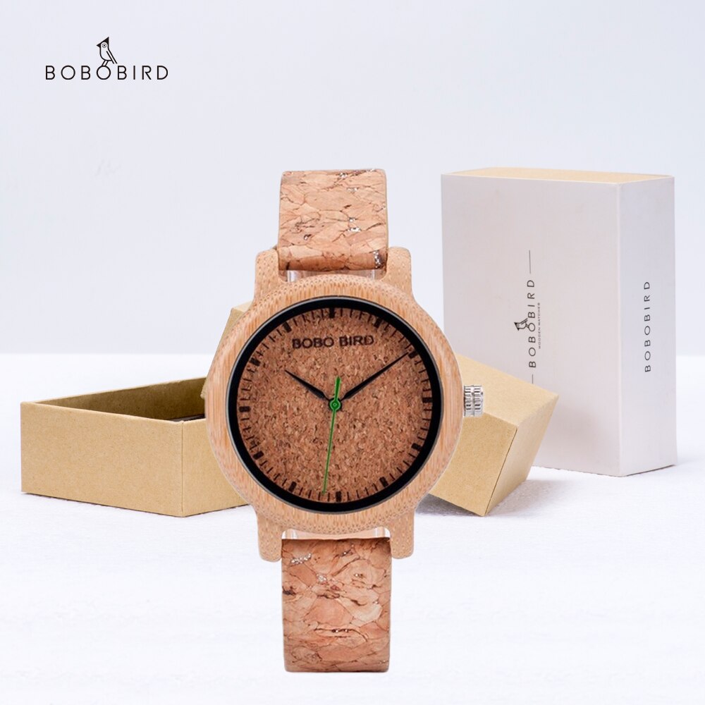 BOBO BIRD-reloj de madera para hombre, cronógrafo de cuarzo, con correa de cuero, caja de papel de: GM011-2A