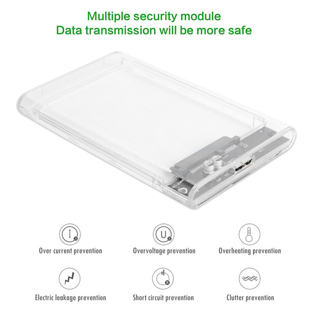 2.5 inch Transparent HDD SSD Case SATA III to USB 3.0 Hard Drive Disk Enclosure Support Mobile External HDD for Laptop PC