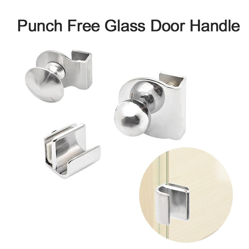 Poignée de porte en verre sans perçage, pince/clips pour bureau, porte en verre, vitrine, armoire, tiroir, quincaillerie de meubles