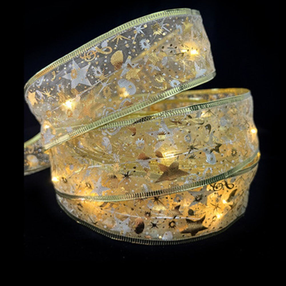 10m LED Ribbon Christmas String Light Christmas Tree Topper Bow Ribbon Decor Home Decorations Lights Lighting Strings