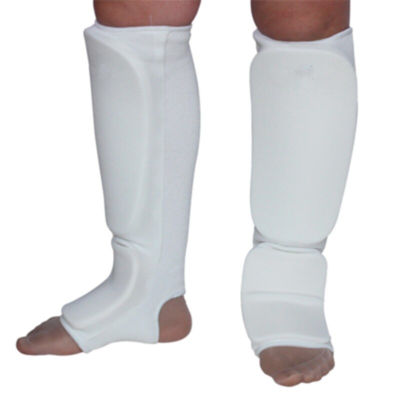 Protector de espinilleras para kárate, equipo para pies, caña de protección para pierna, de buena , para kick boxing, MMA, para niños y adultos: Blanco / M