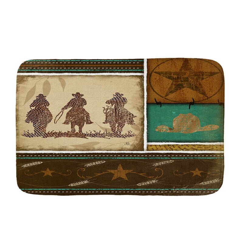 wester cowboy horse printed Flannel Floor Mat Anti-Slip Tapete Floor Mats Kitchen Doormat welcome mats for front door