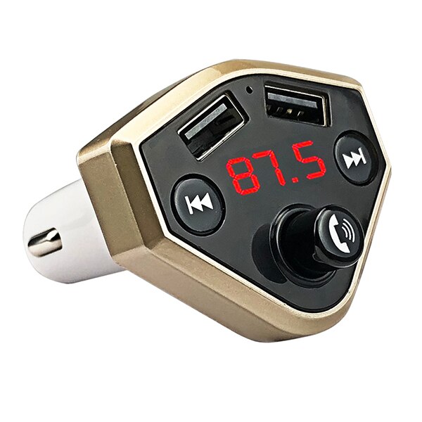 Bluetooth Fm-zender Draadloze MP3 Speler Radio Zender 3.1A Auto Charger Met Dual Usb-poorten Handsfree Bluetooth Car Kit: Goud