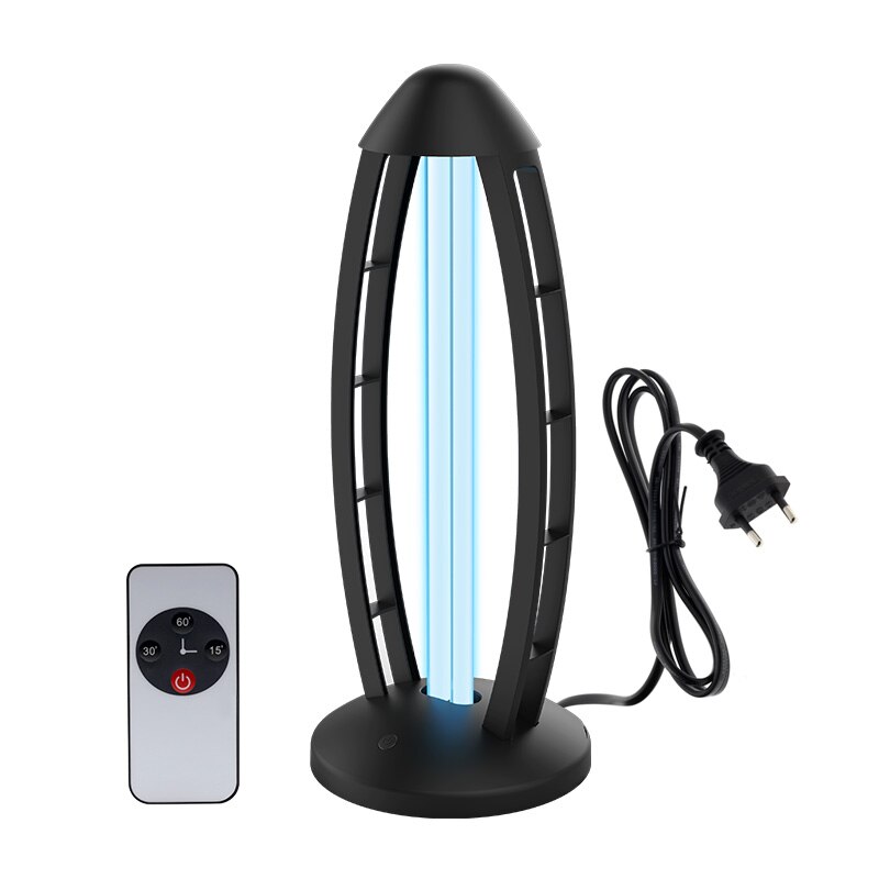 Ultraviolet kvarts lampe timing bakteriedræbende lys uvc bakteriedræbende desinfektionslampe 110v / 220v uv sterilisator dræbe mide luft ren: 38w- sorte / 220v eu-stik