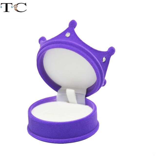 Kreative Samt Schmuck Kasten Mini Container Ring Kasten Ohrringe Ringe Lagerung Kasten Kleine Zubehör Anzeige Kasten: Krone Violett