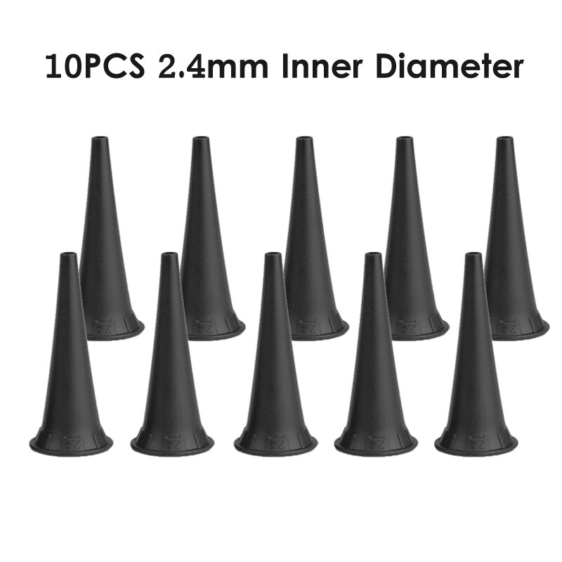 2.4/3/4/5 Mm Medische Herbruikbare Volwassen Kind Non Disposabe Speculum Otoscoop Tip Accessoire Set Nozzle specula Kegels Vervanging: 10PCS 2.4mm Size