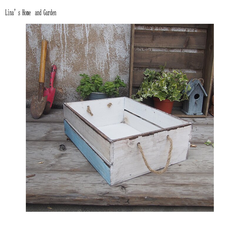 distressed painted handmade solid small decor wood crate