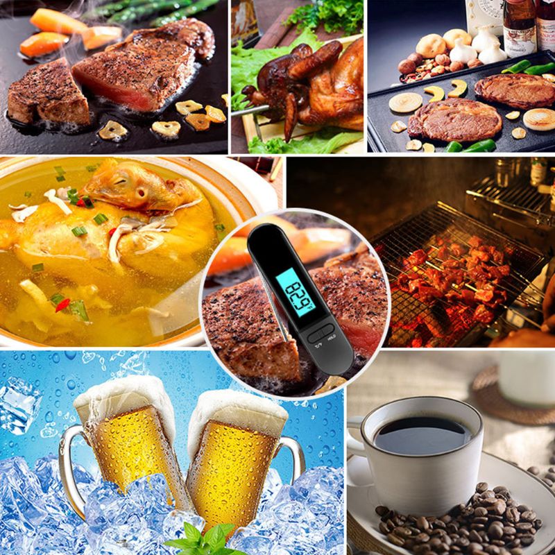 Instant Read Folding Digital Thermometer Probe Food Barbecue BBQ Meat Kitchen 37MB