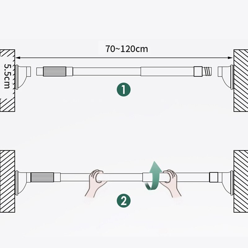 2 Pack Telescopic Adjustable Clothes Dryer Stainless Steel Tension Rod Bathroom Rail Can Be Used for 19.69-27.56inch