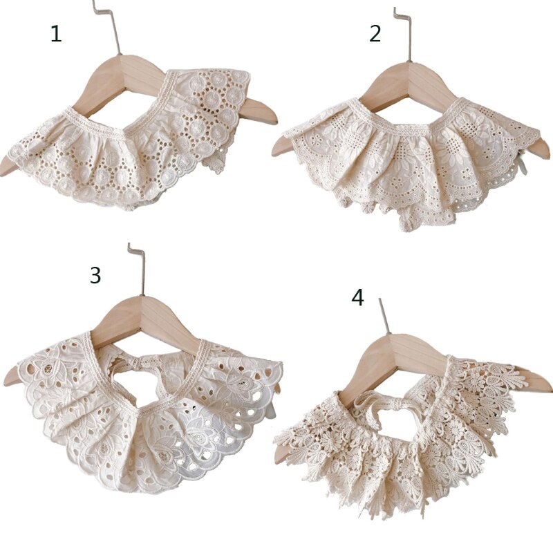Bavoirs en dentelle pour enfants, Style coréen, motif Floral, mignon, ajouré, faux col, vêtements pour enfants, accessoire, châle en coton