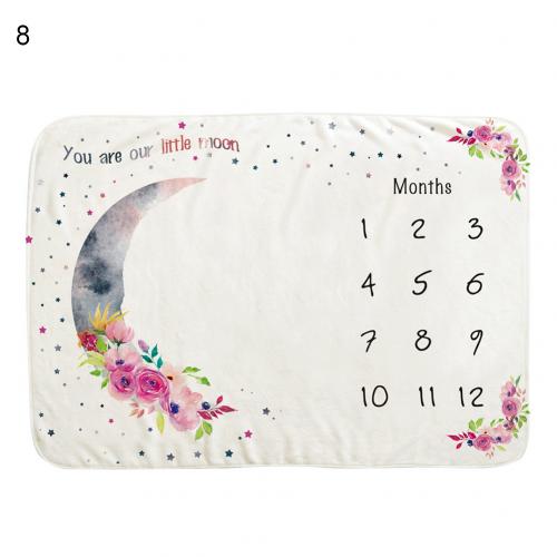 Maan bloemenprint flanel baby maandelijkse mijlpaal deken foto prop achtergrond ademende zachte fotografie accessoires: 8