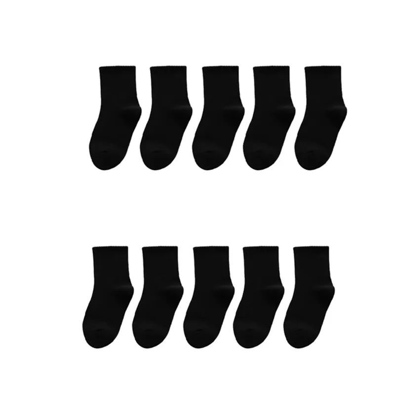 20 peças = 10 pares crianças meias primavera &amp; outono algodão de alta qualidade meninas meninos meias 1-9 ano crianças meias: 4-6 year / Black
