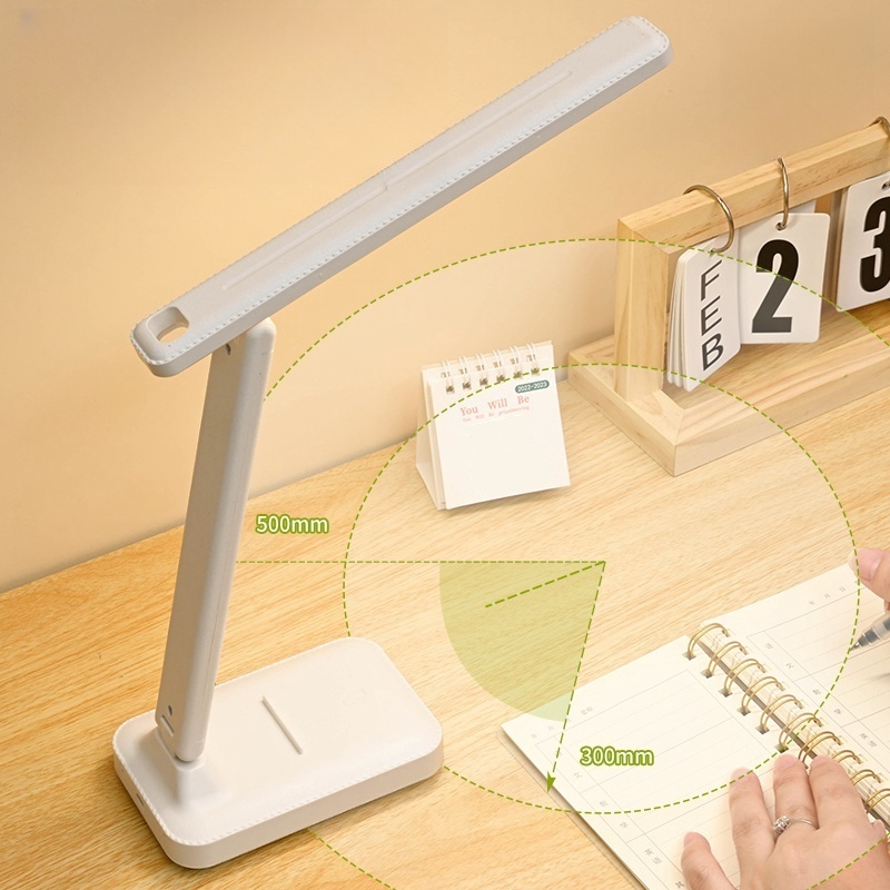 Skrivebordslampe ledet-berøringsbryter hvit sammenleggbar skrivebordslampe soverom nattbordslampe arbeidsrom lesing øyepleie nattlampe usb-plugg dimbar hvit