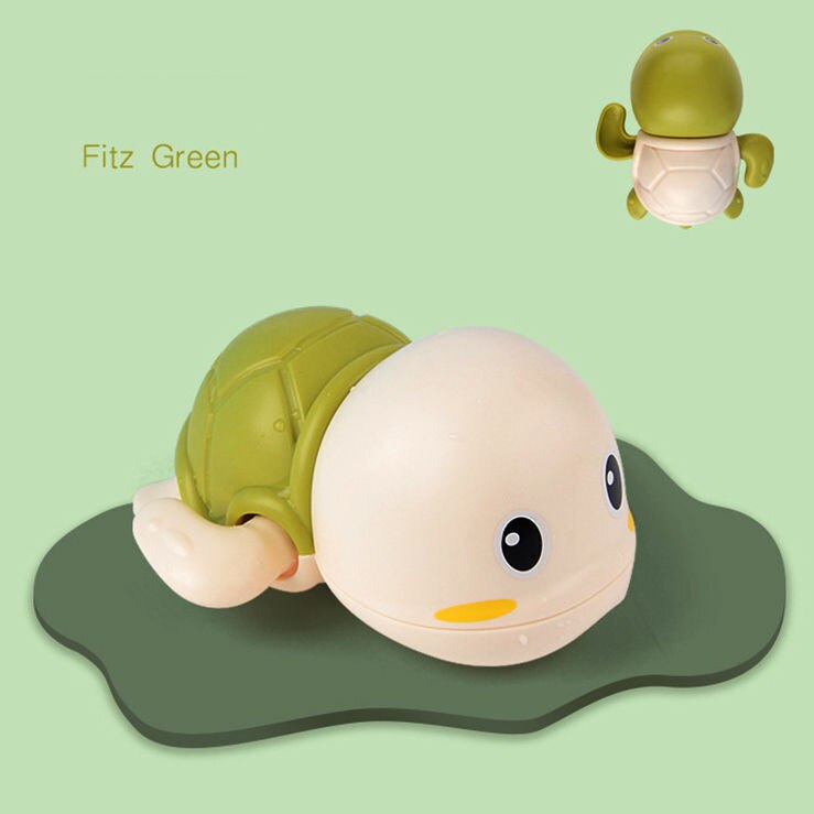 1 stk sød tegneserie dyreskildpadde klassisk baby vandlegetøj spædbarn svømme legetøj opviklet kæde urværk strandbad legetøj til børn: Grøn