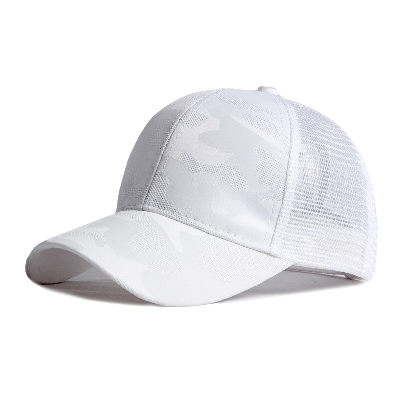 Casquette de Baseball, Camouflage à la pour femmes, chapeau d'été décontracté, filet de soleil, noir, blanc, rose, casquettes de camionneur, casquette de plage en maille respirante: White