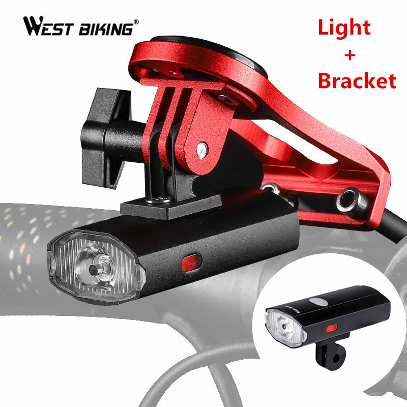 WEST FIETSEN Bike Light USB Oplaadbare LED Fiets Voorlamp Met Gopro Beugel Houder Licht Koplamp Zaklamp Voor Fietsen