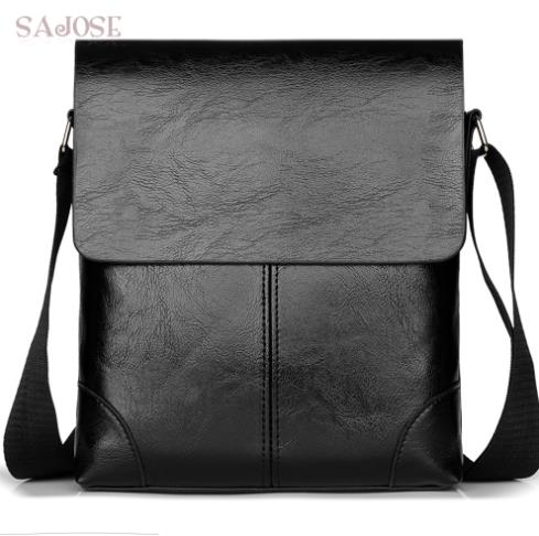 Bolso cruzado para hombre, bandolera de cuero, Casual, de negocios, para hombre, bolsos de mensajero Vintage, Bolso Negro de ,: Black