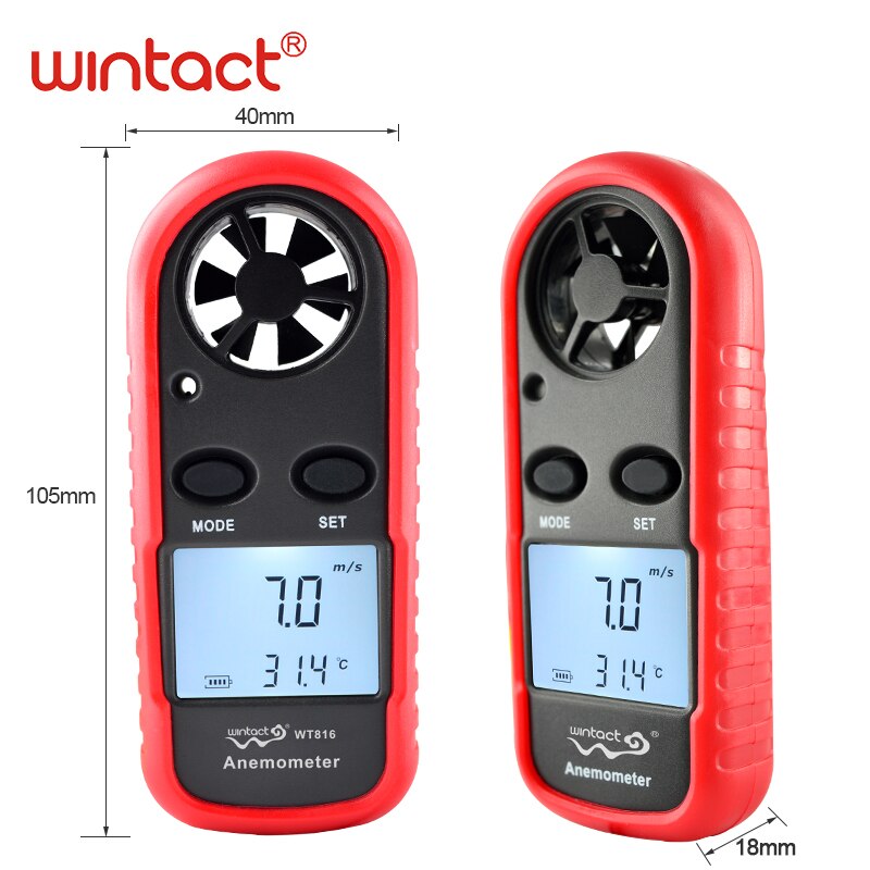 Mini Digital handheld Wind speed meter scale Anemometer Thermometer WT816 WINTACT