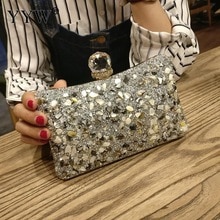 Pochette de soirée en argent pour femmes, Mini sac à bandoulière avec chaîne, pochette élégante pour fête de mariage