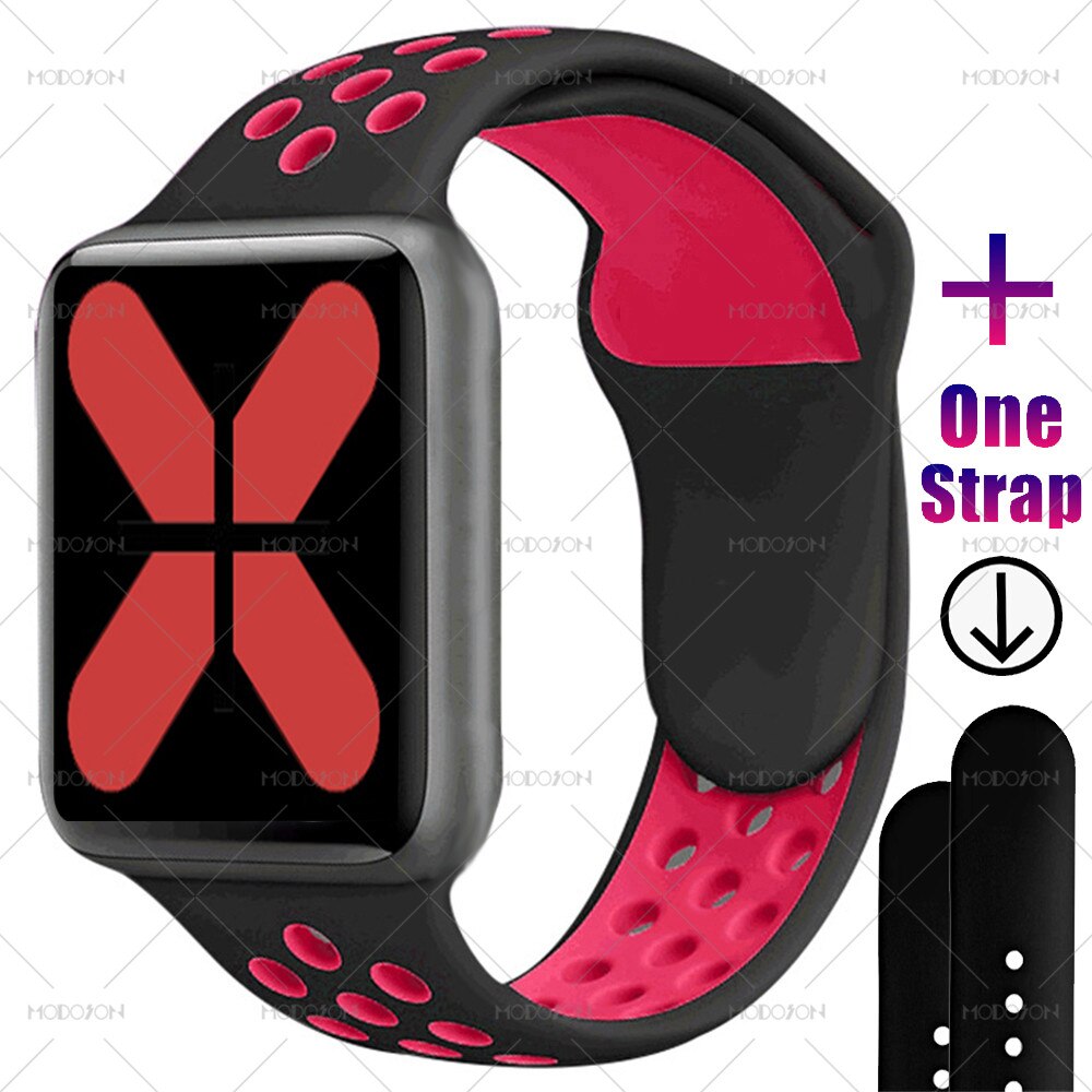 MODOSON Smart Uhr iwo W34S Bluetooth Anruf Herz Rate Fitness Tracker Smartwatch PK W34 W26 W46 W16 13 Für Apple iphone Android: black black red