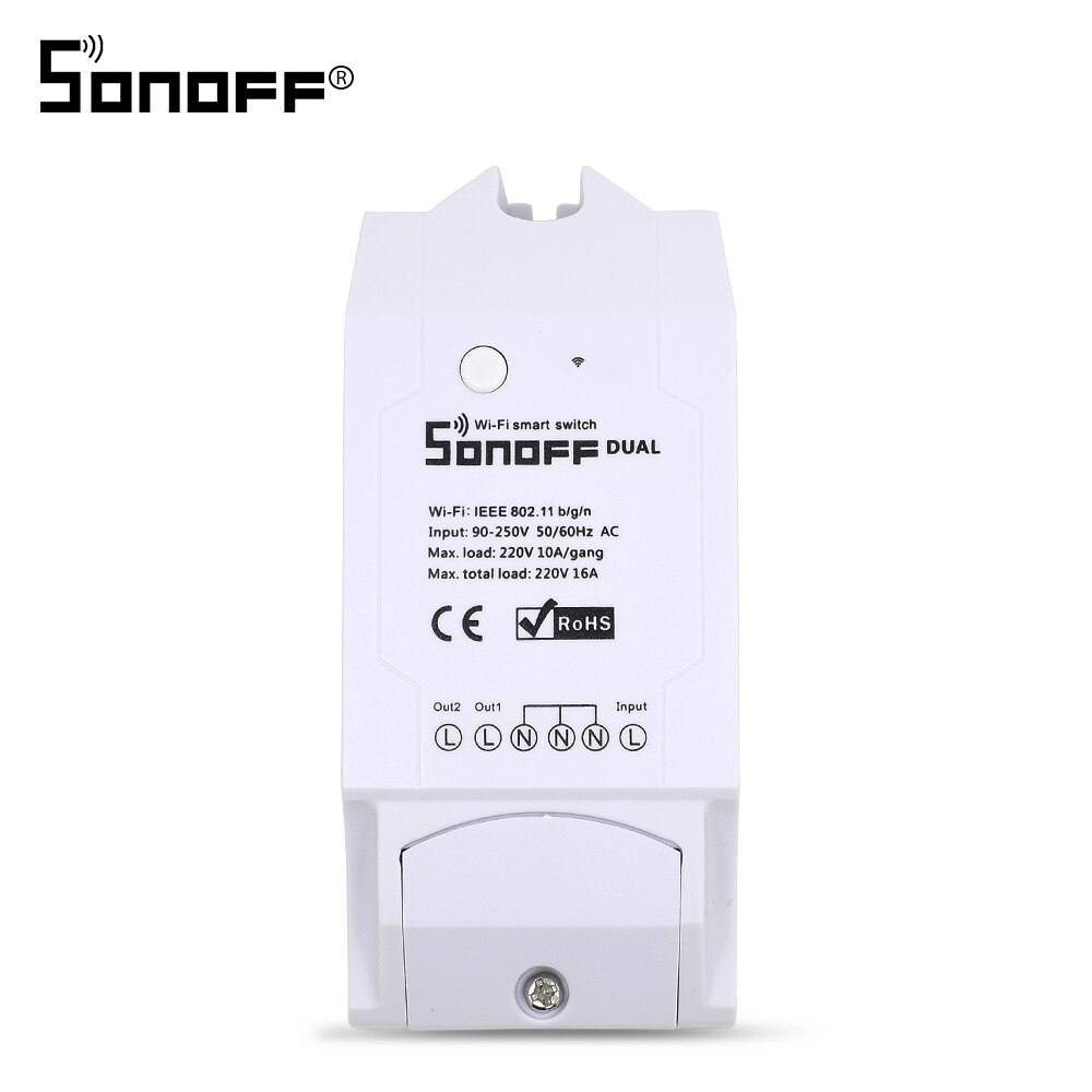 Itead Sonoff Dual Draadloze Wifi Schakelaar Relais Module 10A 220V Diy Timing Wi-fi Voor Smart Home Automation Afstandsbediening: Default Title