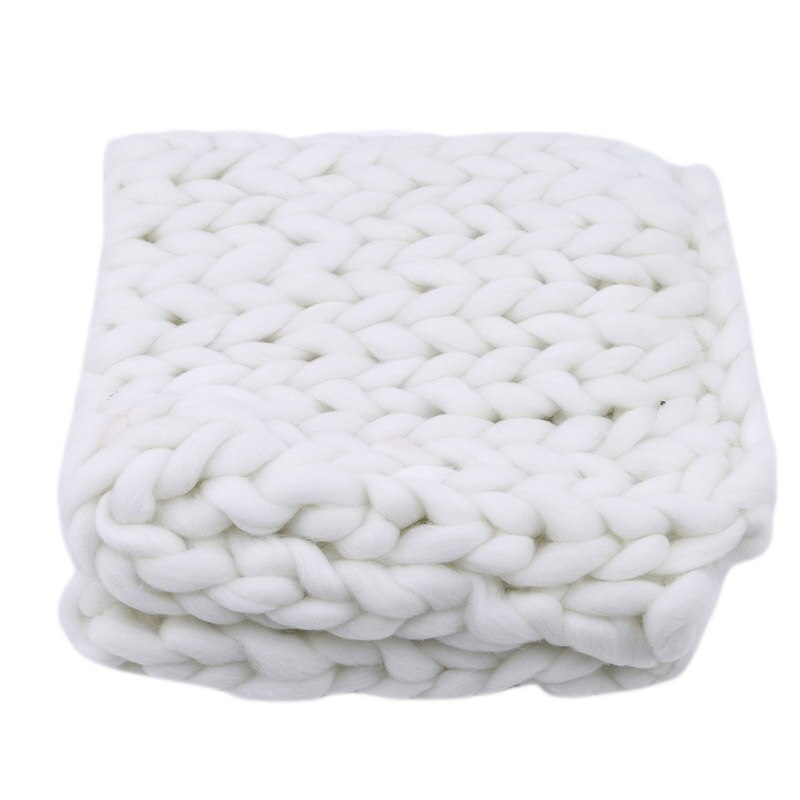 Cartoon Wool Crochet Baby Blanket Newborn Photography Props Chunky Knit Blanket Basket Filler 8 colors: white