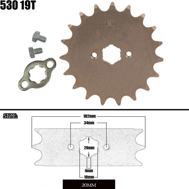 Front Engine Sprocket 530 19T 20mm For 530 Chain With Locker Motorcycle Dirt Bike PitBike ATV Quad Parts