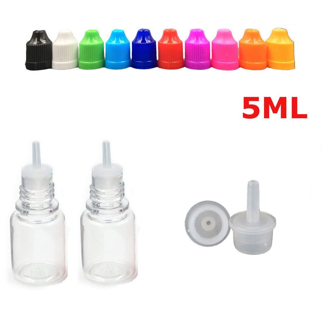 100 Stuks 3 Ml-100 Ml Pet Clear Dropper Flessen Lege Plastic Sap Eye Liquid Hervulbare Transparante Container Met caps Dropper Tip