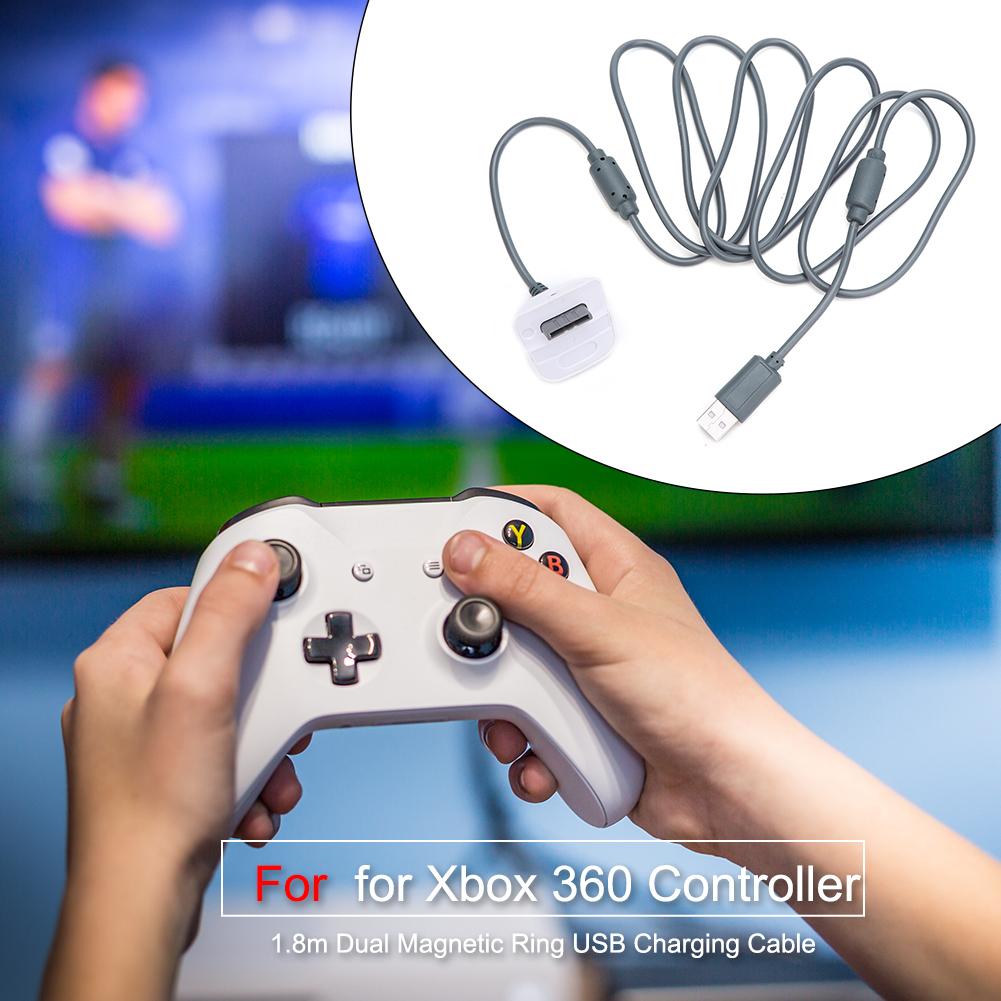 1.8m Dual Magnetic Ring USB Charging Cable for Xbox 360 Wireless Controller