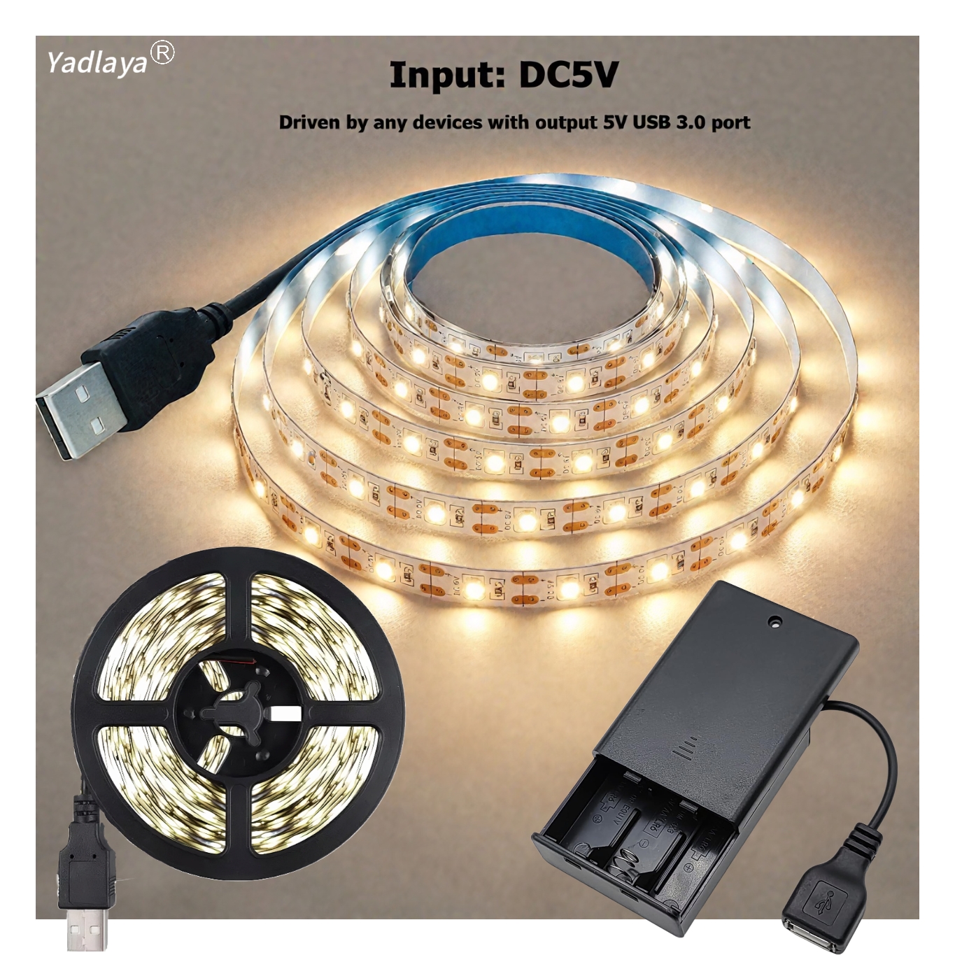 3AA Battery Power Led Strip Light SMD2835 50cm 1M 2M 3M 4M 5M Flexible Lighting Ribbon Tape White/Warm White Strip Backlight: Blue / 3m