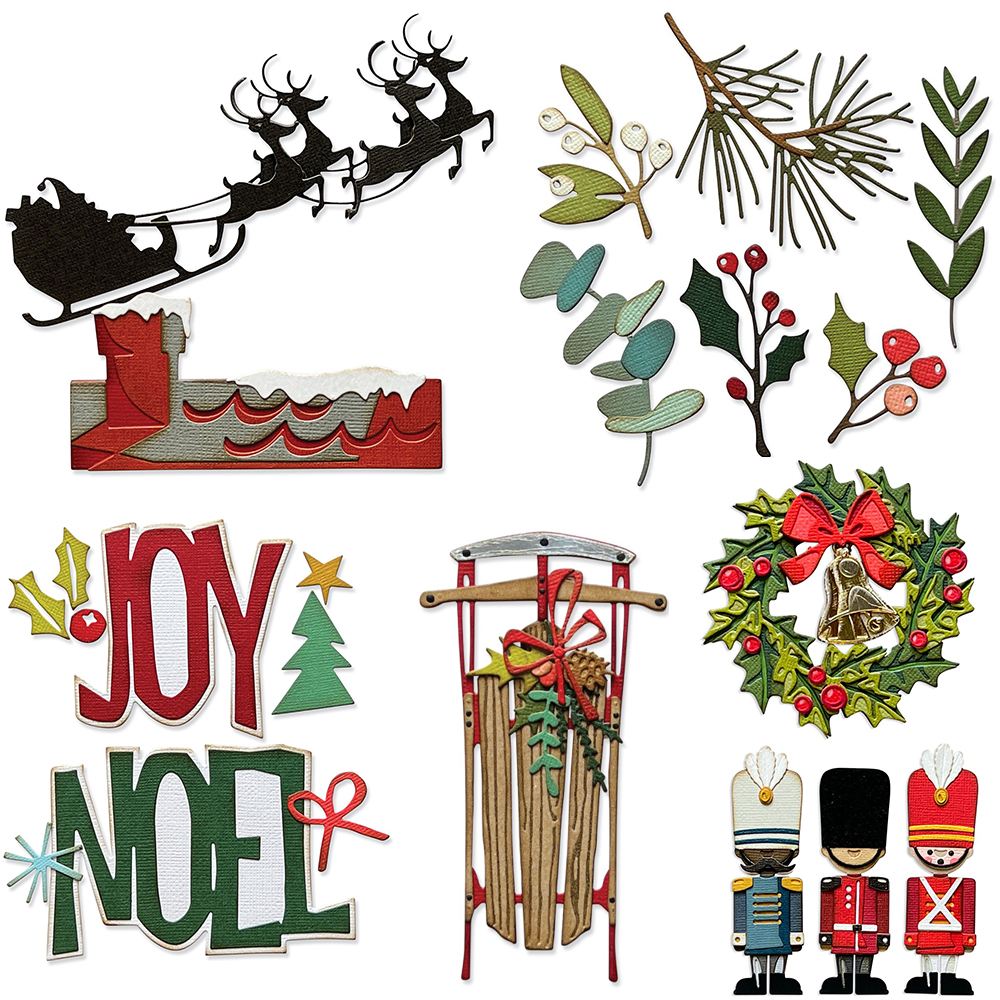 Natale Renna Slitta GIOIA di noel Metallo Fustelle per Il FAI DA TE Scrapbooking Artigianato Creatore di Carte album di Foto Modello di Goffratura