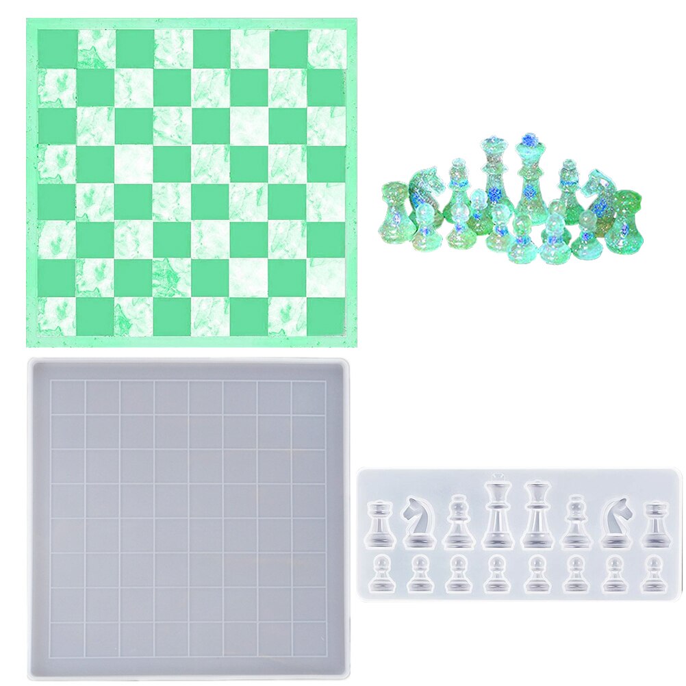 Schach Bord Silikon Schimmel einstellen Schach Stück Silikon bilden Schach Bord Epoxid Gussform für DIY Kunst Handwerk Schmuck Machen