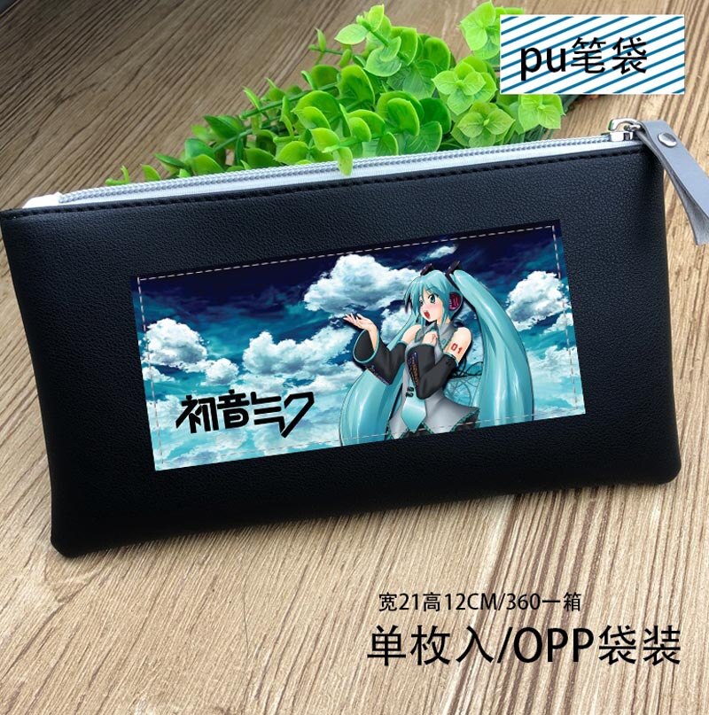 Anime One Piece PU Leather Pen Bag Luffy Stationery Bag Tony Tony Chopper Long Purse for: Hatsune Miku-3