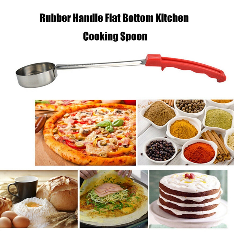 Pizza Spread Sauce Ladle Spoon with Long Rubber Handle Anti Pizza Spread Ladle Measuring Soup Spoon Cooking Tools