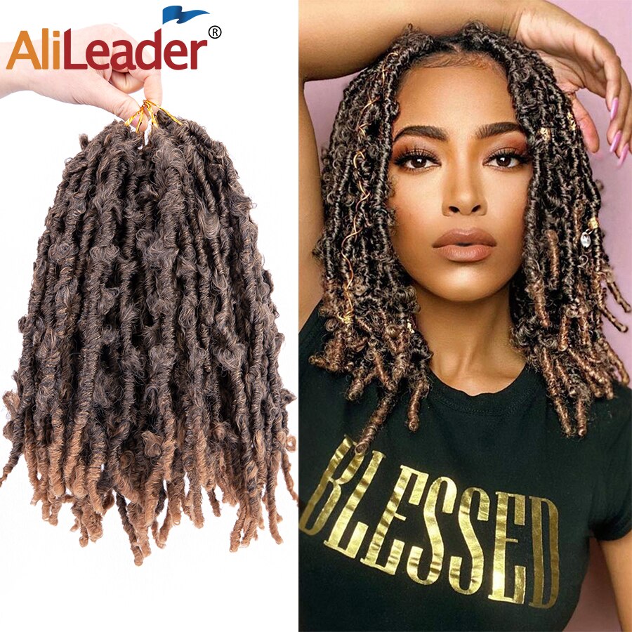 Alileader syntetyczne włosy plecione do przedłużania włosów 12 Cal Ombre motyl Locs szydełkowe włosy Pre zapętlony motyl Locs warkocz