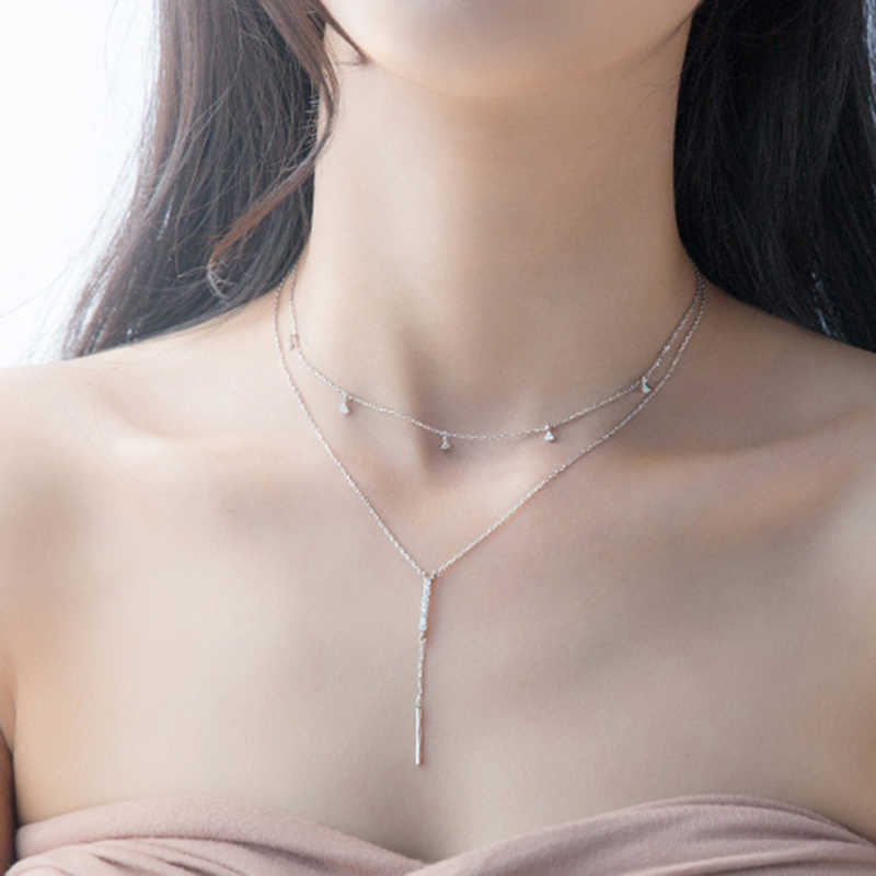 Inzatt Echt 925 Sterling Zilveren Zircon Hart Hanger Choker Ketting Vrouwen Minimalistische Fijne Sieraden Bohemen Accessoires