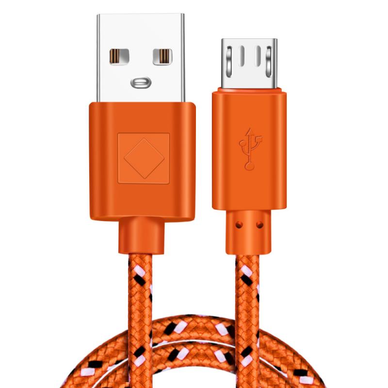 1m 2m USB pleciony kabel nylonowy Micro USB szybkie ładowanie telefon komórkowy ładowarka Sync przewód danych dla Huawei Xiaomi Redmi Android kabel: orange / 2 m