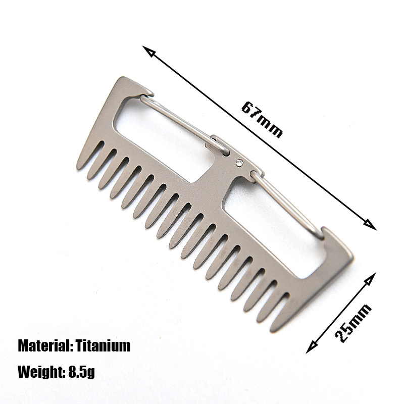 Czysty tytan grzebień brelok antystatyczny lekki karabinek na wolnym powietrzu podróż grzebień ze stopu tytanu przenośna wisząca klamra