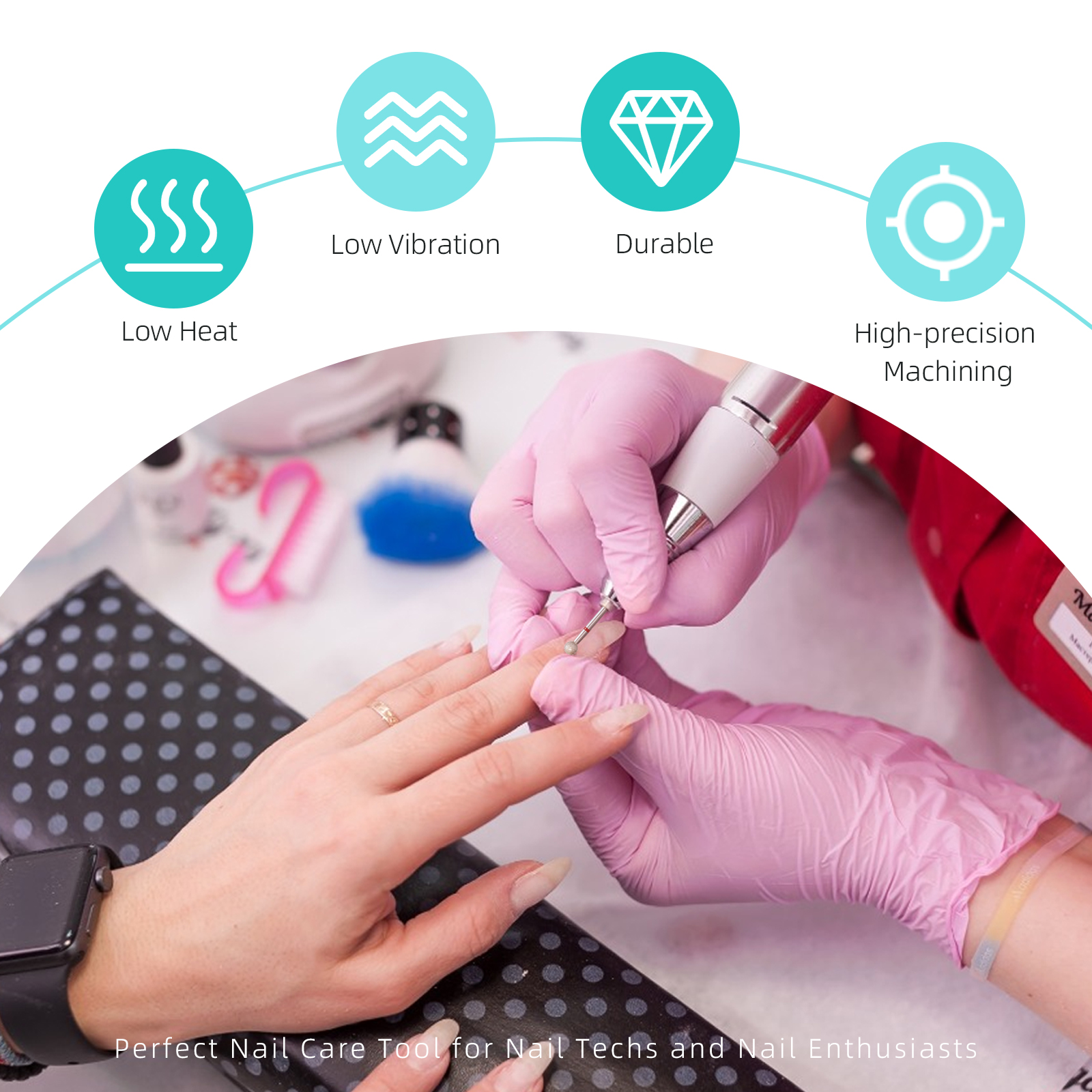 HYTOOS, bola de grano fino, limpieza de cutículas, brocas para uñas, broca de diamante ruso, seguridad debajo del limpiador de uñas para cutícula, piel muerta